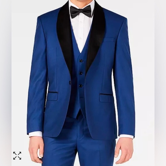Ryan Seacrest Slim-Fit Stretch Cobalt Blue Tuxedo Set Size 44S, Pants 36Wx30L - Picture 2 of 16
